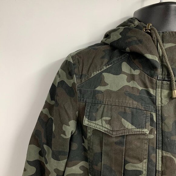 Lucky Brand Women's Camouflage‎ ZIp Snap Military Hooded Utility Jacket Size M - Picture 3 of 12